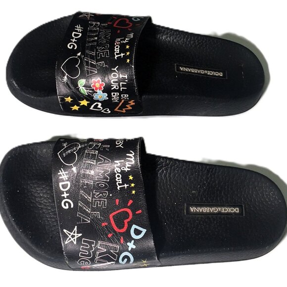 🛑DOLCE & GABBANA Designer ➕ SLIDES My Heart SANDALS Graffiti SHOES 💸BUY NOW‼️ - Picture 6 of 16